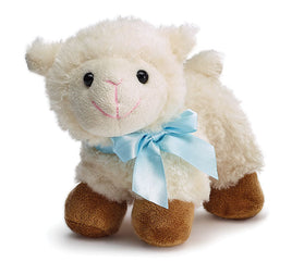 Standing Lamb with Blue Satin Bow - Lake Norman Gifts